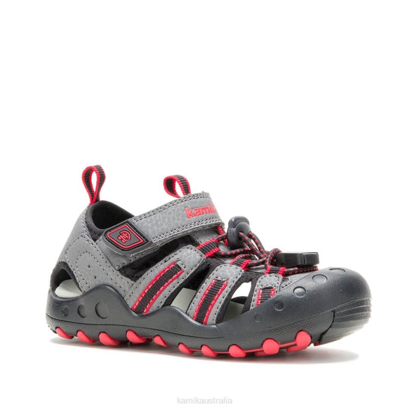 Kamik SANDALS TODDLERS CRAB J6JJBP386 CHARCOAL/RED