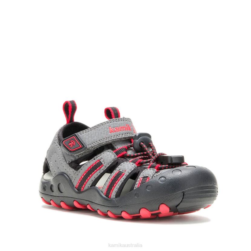 Kamik SANDALS TODDLERS CRAB J6JJBP386 CHARCOAL/RED